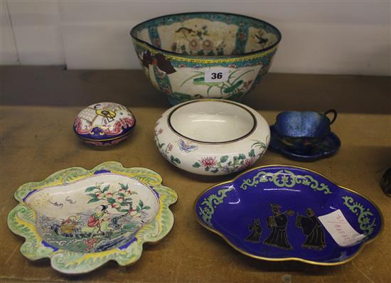 6 pieces Canton enamel ware